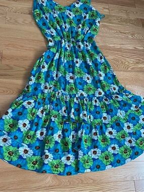 Pappagallo Teal Dress with Lime Green Label